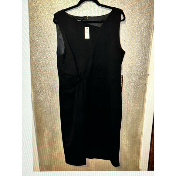 Talbots Twist Detail Old Money Professional Sheath Black Asymmetrical Dress - Picture 1 of 1